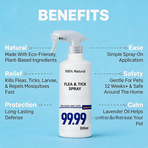 <span class=keywords><strong>Spray</strong></span> <span class=keywords><strong>anti</strong></span>-puces et tiques pour chiens et chats, 250 ml, 100% <span class=keywords><strong>naturel</strong></span>, sans allergènes, écologique, biologique, à la lavande, avec 6 huiles essentielles - Product Image 2