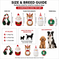 Ensemble de jouets de Noël 2026 pour chien avec peluche couineuse, nœud en corde de Père Noël et balle pour cadeaux de fêtes, jeux de traction et soulagement de l'ennui