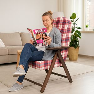 Poltrona Tradizionale SIENA MOLISANA in Legno di Noce con Dettagli Rossi e Bianchi, Comoda in Vera Pelle per Casa e Ufficio - Product Image 4