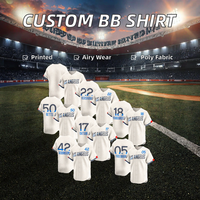 Vente en gros de maillots de baseball personnalisés 100% polyester, sublimation, boutonnés, respirants, manches courtes, été