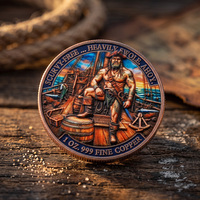 Pièce de collection en cuivre 999 pur, 1 once, avec logo de pirate musclé d'anime, en relief 3D et pulvérisation de couleur personnalisée