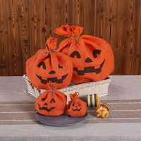 Sac en toile de jute à cordon de serrage en forme de citrouille orange pour décoration de fête d'Halloween, emballage de bonbons, prix de gros pour Halloween