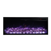 Cheminée électrique encastrée linéaire de 72 pouces avec télécommande CE, flamme LED multicolore, verrouillage enfant, vente en gros pour hôtels, villas et commerces