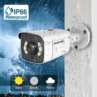Caméra IP PoE Anxinshi 5MP 4K 180° °   Caméra panoramique Fisheye extérieure IP66, détection humaine et véhicule, vision nocturne couleur, audio bidirectionnel