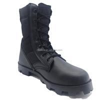 Bottes tactiques en cuir véritable noir jungle avec logo personnalisé, bottes de combat pour hommes