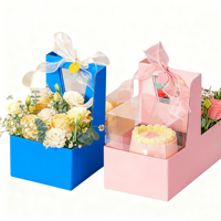 Boîte d'emballage cadeau décorative de fleur de mariage de taille personnalisée boîte de fantaisie recyclable portable transparente jaune mini fleur gâteau