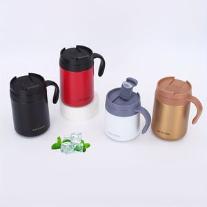 Mug à café isotherme en acier inoxydable 350 ml 500 ml avec poignée, couvercle rabattable, double paroi, tasse de voyage pour thé, logo personnalisé - Product Image 4