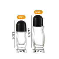 Flacon roll-on transparent en verre de 50 ml, forme irrégulière, imprimé offset, épaisseur 0,5 cm, pour déodorant liquide sous les aisselles – Disponible immédiatement