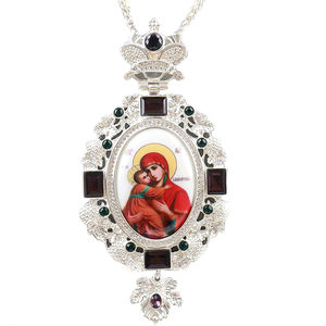 ZD052 collana di Panagia con croce pettorale in lega d'argento <span class=keywords><strong>per</strong></span> il distintivo e l'emblema del padre del sacerdote della chiesa ortodossa sul petto - Product Image 3