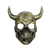 Masque de crâne d'horreur d'Halloween avec cornes, masque de guerrier sanglant en plastique pour jeu CS, masque de carnaval, couvre-chef, salle secrète, maison hantée, COS