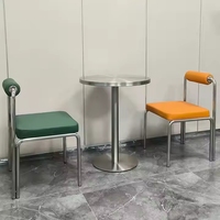Meubles de restaurant carrés modernes VL, diamètre 50 cm, combinaison table et chaise en acier inoxydable pour salon de thé, café