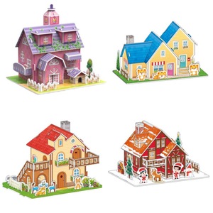 Jouet de <span class=keywords><strong>puzzle</strong></span> en papier 3D stéréoscopique pour enfants de moins de 2 ans, maison de princesse, blocs de construction, garçons, filles, bricolage, assemblage manuel - Product Image 2