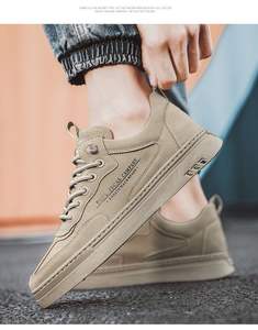 Zapatos de cuero PU negros de moda, zapatillas deportivas casuales con cordones para hombre, los más vendidos, zapatos planos sin cordones para caminar. - Product Image 2