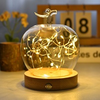 Lampe de nuit transparente en verre borosilicate de haute qualité, motif géométrique, anti-poussière, petite, pour la Saint-Valentin, avec couvercle en forme de fleur éternelle Apple