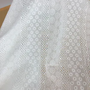 Nuovo arrivo 130cm bianco occhiello tessuto floreale bianco occhiello ricamo tessuto di cotone per le donne vestito