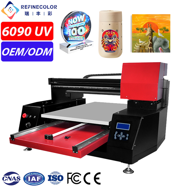 Refinecolor High Quality 6090 UV DTF Printer A1 UV Flatbed Sticker Printing Machine for Phone Case Acrylic Trophy Canvas Tumbler