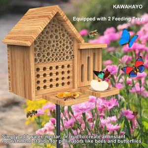 Maison à insectes en bois Kawahayo, deux zones, pour abeilles masonnes et papillons, ornement de jardin extérieur - Product Image 4