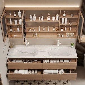 Juego de tocador impermeable para hotel moderno, muebles de baño debajo del fregadero con escurridor de cobre, diferentes tamaños disponibles - Product Image 3