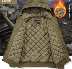 Chaqueta Bomber con Capucha de Algodón para Hombre, Otoño Invierno, Gruesa, Resistente al Viento, con Múltiples Bolsillos, Estilo Casual para Exteriores, Venta al Por Mayor, Dropshipping, OEM - Product Image 3