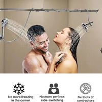 Ensemble de douche thermostatique en acier inoxydable avec jet de pluie double pressurisé, perche d'extension rétractable, utilisation hôtelière, design moderne
