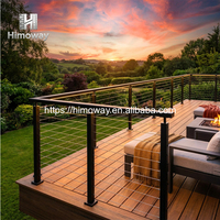 Rampe en métal HIMOWAY, garde-corps à câble monté sur le dessus pour escaliers avec balustrade en bois et acier inoxydable