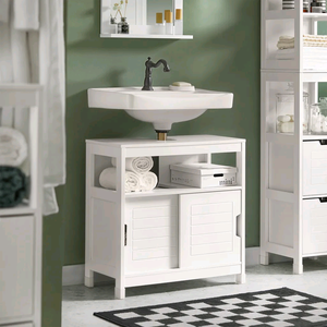 Combohome pas cher 2 portes MDF bois lavabo Base de <span class=keywords><strong>rangement</strong></span> salle de bain vanité bassin <span class=keywords><strong>sous</strong></span> évier armoire - Product Image 1