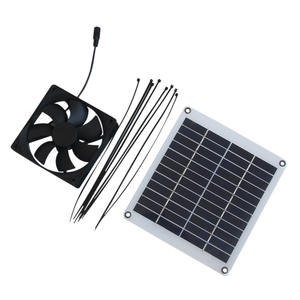 พัดลมแผงพลังงานแสงอาทิตย์5W 12V, พัดลมแผงพลังงานแสงอาทิตย์สำหรับสัตว์เลี้ยงพัดลมระบายความร้อนด้วยลมพร้อมพอร์ตไฟฟ้ากระแสตรงชาร์จเร็วแผงโซลาร์เซลล์ - Product Image 5
