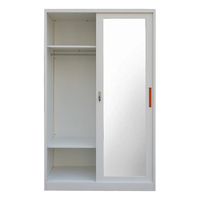 Meubles de chambre à coucher durables armoire en fer métallique ouverte à deux portes Almirah avec porte miroir armoire de rangement pour vêtements
