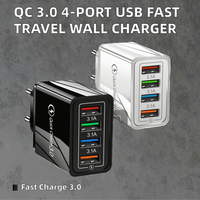 Chargeur mural USB 4 ports, charge rapide 3.0, 5V/2.4A, câble rétractable, adaptateur secteur multi-ports, prise EU/US/UK pour montre intelligente, ordinateur portable