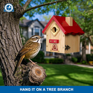 บ้านนกไม้พรีเมียมสำหรับภายนอก ดีไซน์คลาสสิกแบบกระท่อม บ้านนกสำหรับกลางแจ้ง บ้านนกแบบแขวนสามารถปรับแต่งได้ - Product Image 2