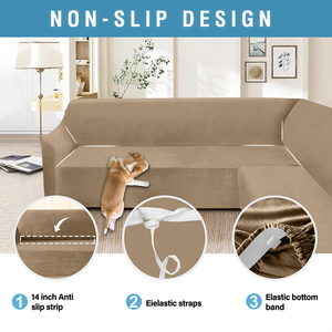 <span class=keywords><strong>Copridivano</strong></span> Elasticizzato in Velluto Color Kaki Chiaro <span class=keywords><strong>per</strong></span> Camere degli Ospiti, Resistente a Cani e Gatti - Product Image 5