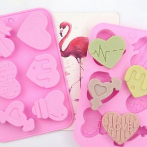 Moule à gâteau en silicone écologique avec logo personnalisé, moule à savon fait main, 6 cavités, différents motifs de cœurs, bougie OEM/ODM - Product Image 2