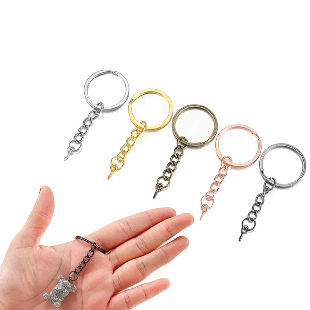 10pcs/bag Screw Eye Pin Key Chain Key Ring keychain Bronze Rhodium Gold Keyrings Split Rings With Screw Pin Jewelry Making