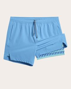 Oem Logo Men's Vintage 100% Polyester Waterproof Quick Dry Elastic Waistband Sports Running <b>Shorts</b> 2 Pack Workout <b>Travel</b> - Product Image 2