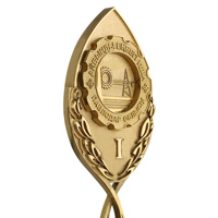 Trophée personnalisé en métal moulé moderne, forme de feuille, plaqué or, récompense annuelle pour les réalisations, 75*80*203mm, 0.7kg