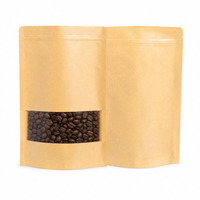 Pochette en papier kraft écologique ECO Source Factory avec fenêtre et fermeture éclair refermable pour l'emballage du café