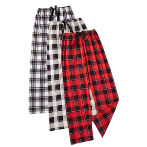 Conjunto de pijama cómodo de verano para mujer, camisa de poliéster suave y <span class=keywords><strong>pantalones</strong></span> informales a cuadros - Product Image 1