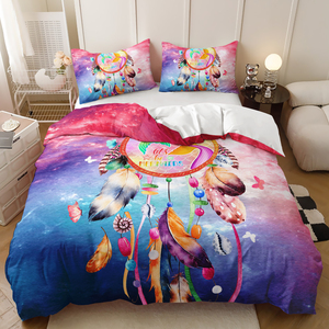 Ensemble <span class=keywords><strong>de</strong></span> housse <span class=keywords><strong>de</strong></span> <span class=keywords><strong>couette</strong></span> moderne <span class=keywords><strong>de</strong></span> luxe imprimé en 3D avec motif <span class=keywords><strong>de</strong></span> feuilles sans fin violettes, <span class=keywords><strong>de</strong></span> haute qualité, doux, 500TC, literie personnalisable - Product Image 3