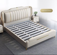 Lit king size moderne et minimaliste de luxe pour chambre principale, lit extra large avec fonction de rangement, haut de gamme et atmosphérique pour usage domestique