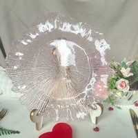 Assiettes de Présentation Classiques en Plastique PS Transparent Rose Rouge de 13 Pouces, Durables, Décoratives, Écologiques pour Mariages et Fêtes