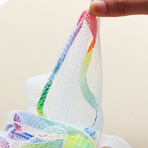 Rainbow Ribbon Bath Flower 50 Gram Bath Ball Bubble Body Scrubber Exfoliating <strong>Shower</strong> <strong>Sponge</strong> Loofah Mesh Bath <strong>Sponges</strong> - Product Image 6