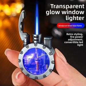 ไฟแช็คแบบพกพา ทนลม ไฟสีฟ้าใส มองเห็นเปลวไฟได้  วัสดุโลหะ ใช้แก๊ส  พร้อมไฟ LED  เป็นมิตรกับสิ่งแวดล้อม เหมาะสำหรับงานปาร์ตี้ ทันสมัย - Product Image 2
