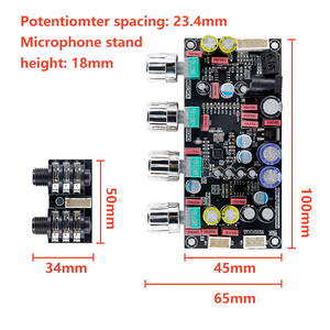 ZK-AMP DSP <strong>Karaoke</strong> Preamp Board 8-26VDC Hi-Fi Reverb <strong>Mixer</strong> With Echo 3D Effects Dual 6.35mm Mic Input - Product Image 2