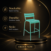 Tabouret de bar en métal d'extérieur avec dossier, chaise de salle à manger pour patio, mobilier de jardin
