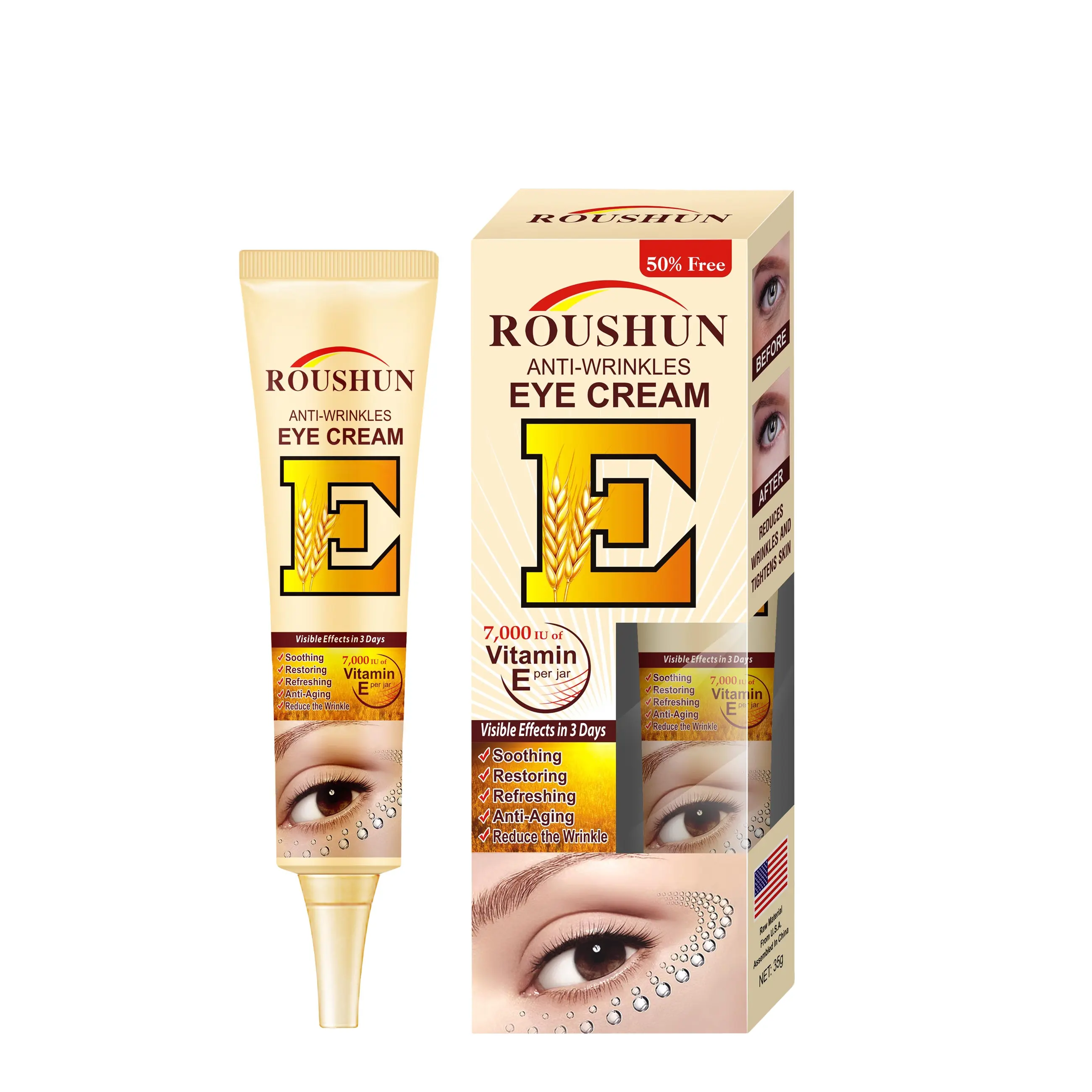 Kem Dưỡng Mắt Chống Nếp Nhăn ROUSHUN Vitamin E 35G