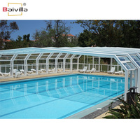 Serre télescopique en verre pour l'hiver, véranda en aluminium rétractable électriquement, pour hôtel, jardin, respectueuse de l'environnement, garantie 5 ans