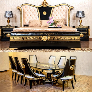 Fabricante exclusivo de muebles para el hogar de madera de teca, colección de muebles de lujo para dormitorio y comedor en negro y dorado a precios razonables. - Product Image 1