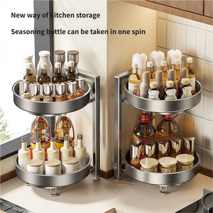 Estante de <span class=keywords><strong>Cocina</strong></span> Giratorio Multifuncional de Acero al Carbono, de 3 Niveles Ajustables, Impermeable, para Almacenamiento - Product Image 2