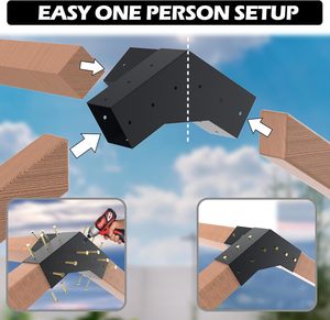 <span class=keywords><strong>Kit</strong></span> de pergola avec supports <span class=keywords><strong>Kit</strong></span> de support d'extension mural pour toit incliné à 30 ° Supports à 4 voies pour cabane en rondins de pergolas - Product Image 3