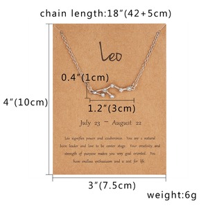 Alla moda elegante donna 12 <span class=keywords><strong>segno</strong></span> <span class=keywords><strong>zodiacale</strong></span> collana con stella di cristallo lucido catena a maglia zircone <span class=keywords><strong>pietra</strong></span> principale per occasioni di festa - Product Image 3